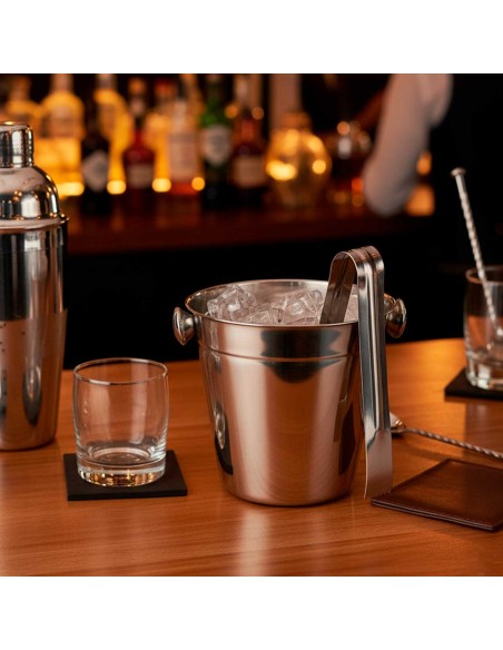 Balde de Gelo Inox 1,2L com Pegador Drinks Bar Bartender