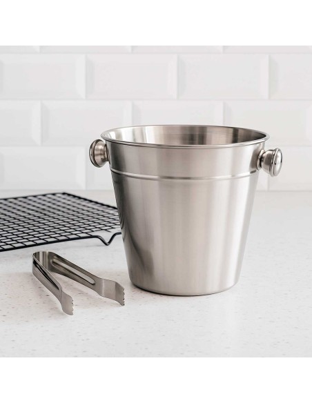 Balde de Gelo Inox 1,2L com Pegador Drinks Bar Bartender