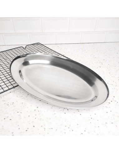 Travessa Bandeja Oval Rasa Aço Inox Buffet...