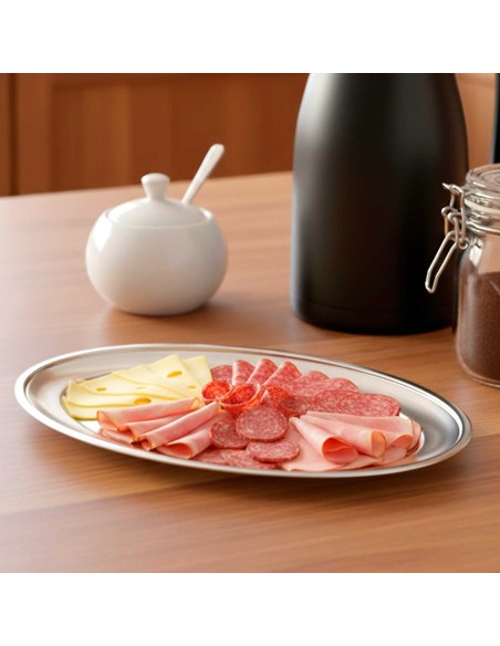 Travessa Bandeja Oval Rasa Aço Inox Buffet Restaurante 30cm