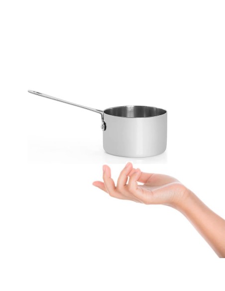 Panela Mini Cabo Aço Inox Entrada Molho Couvert Buffet 250ml