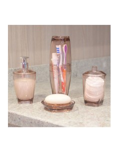 Porta Algodao Cotonete Rosa Translucido Banheiro Rose 300ml 2