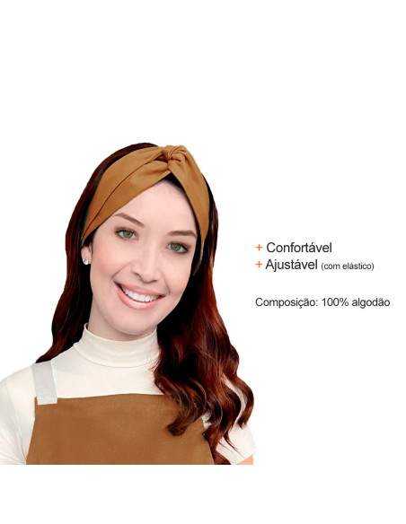 Faixa de Cabelo Turbante Bandana Caramelo Mostarda Chef Cozinha