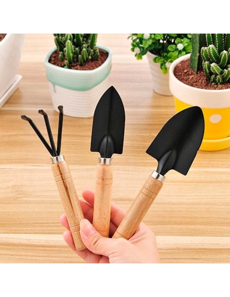 Ferramentas Jardinagem Pazinha Ancinho Ferro Madeira Jardim 3un