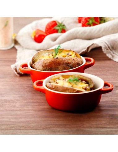 Mini Caçarola Ceramica Vermelha com Tampa Forno...