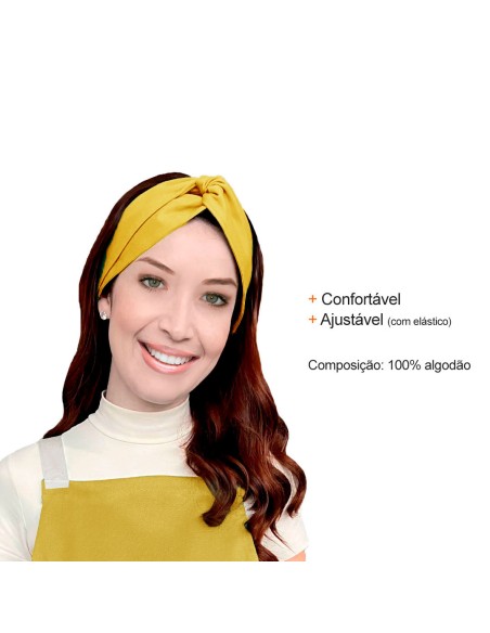 Faixa de Cabelo Turbante Bandana Amarelo Chef Cozinha Restaurante