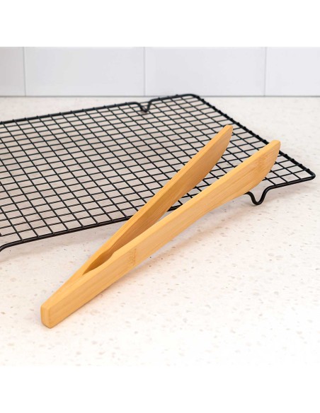 Pegador de Salada Bambu Natural 30cm Pinça Alimentos
