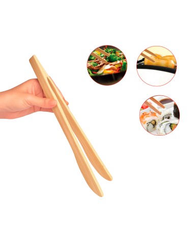Pegador de Salada Bambu Natural 30cm Pinça...