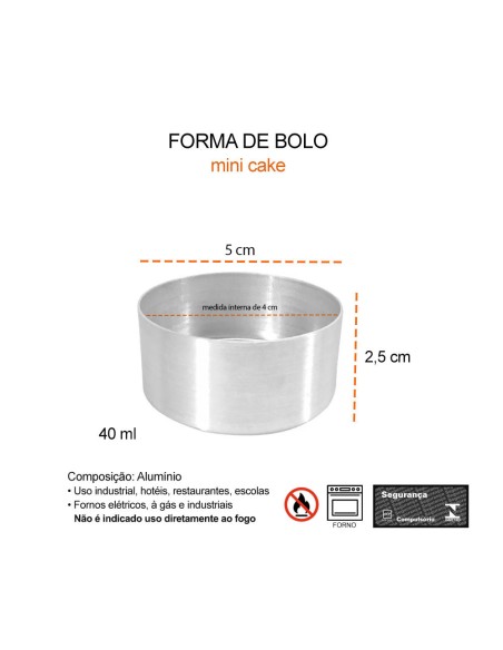 Forma Mini Bolo Aluminio Forminha Assadeira 4cm
