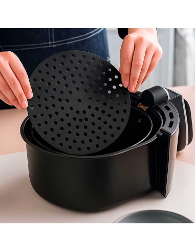 Tapete Silicone Redondo Air Fryer Preto 19,5cm...