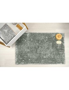 Tapete Antiderrapante Cinza Fio Prateado Banheiro 50x70cm 2