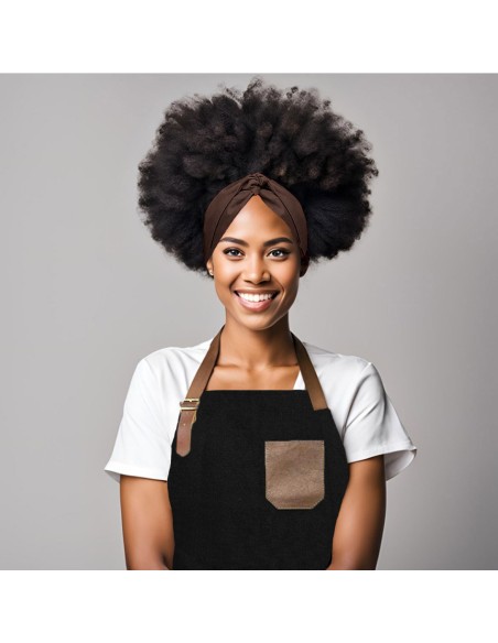 Faixa de Cabelo Turbante Bandana Marrom Chef Cozinha Restaurante