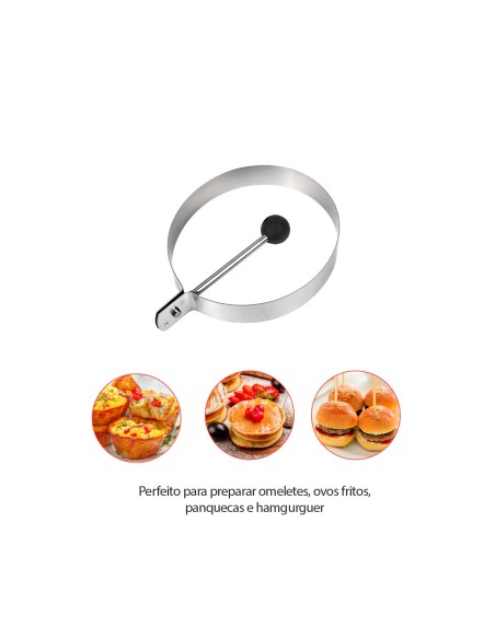 Molde para Ovo Frito Redondo Forma Aço Inox Lanchonete 8,5cm