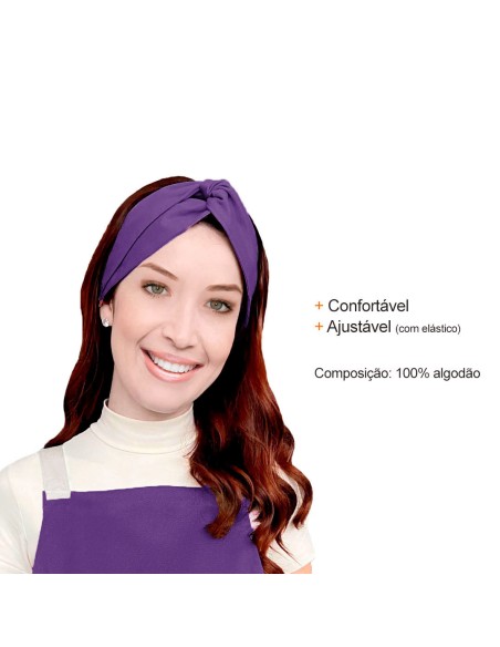 Faixa de Cabelo Turbante Bandana Roxo Açai Chef Cozinha Sorveteria