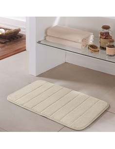 Tapete Banheiro Retangular Macio Antiderrapante Bege Marfim 2