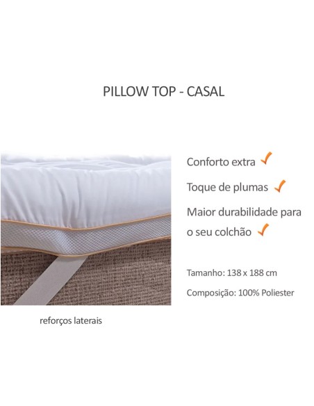 Capa Colchao Pillow Top CASAL Branco Toque Plumas Macio 1un