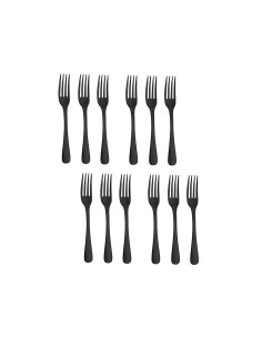 Garfo de Sobremesa Preto Talher Metal Inox Jogo 12un