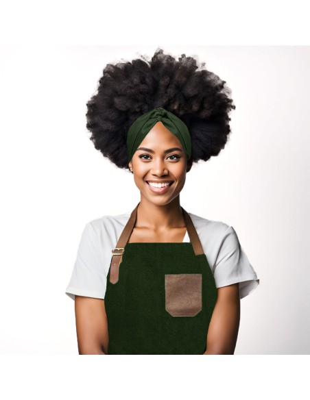 Faixa de Cabelo Turbante Bandana Verde Escuro Chef Cozinha Bistro Bar