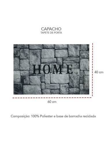Capacho Tapete de Porta Entrada Home Cinza 40x60cm