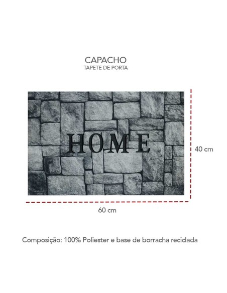 Capacho Tapete de Porta Entrada Home Cinza 40x60cm