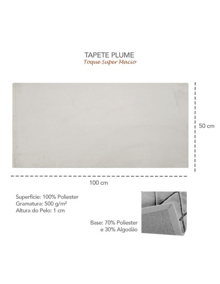 Tapete Retangular Super Macio Quarto Banheiro Areia 50x100cm