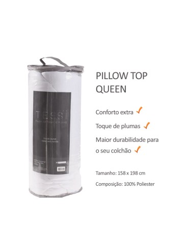 Capa Colchao Pillow Top QUEEN Toque Plumas...