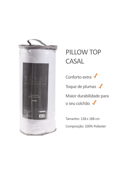 Capa Colchao Pillow Top CASAL Toque Plumas Macio Branco