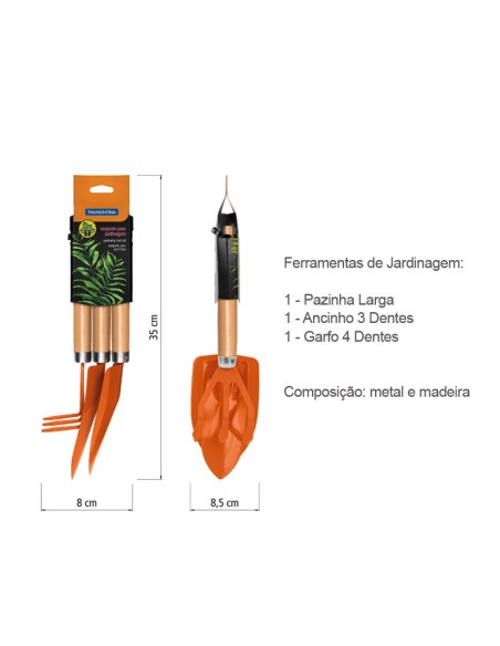 Ferramentas para Jardinagem Madeira Metal Ancinho Tramontina
