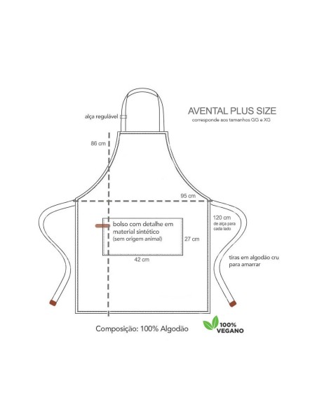 Avental Grande Verde Matte Plus Size Vegano Restaurante Bar