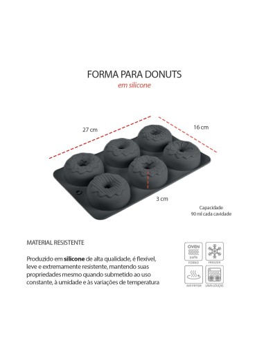 Forma de Silicone Donuts Rosquinha Bolo Forno...