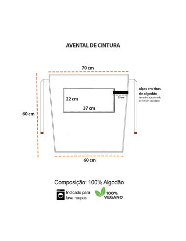 Avental de Cintura Cinza e Preto Cafeteria...