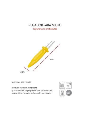 Conjunto 8 Pegadores Milho Espeto Inox Plástico...