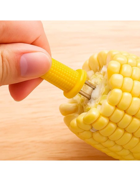 Conjunto 8 Pegadores Milho Espeto Inox Plástico Churrasco