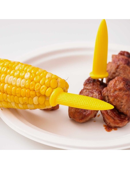 Conjunto 8 Pegadores Milho Espeto Inox Plástico Churrasco