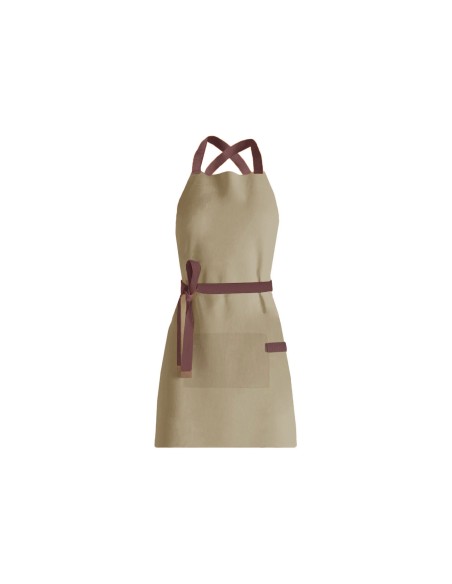 Avental Bege Alça Cruzada Marrom Restaurante Cafeteria Bar