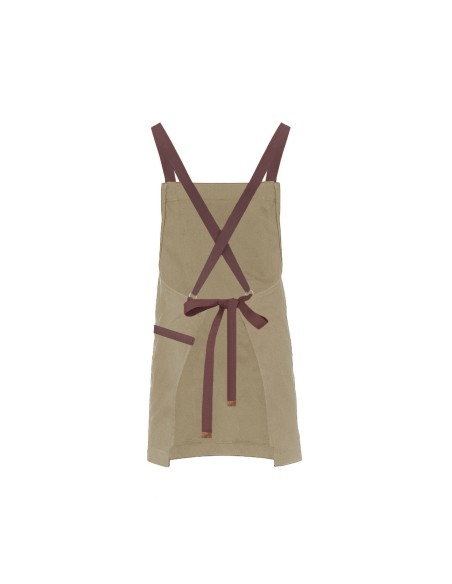 Avental Bege Alça Cruzada Marrom Restaurante Cafeteria Bar