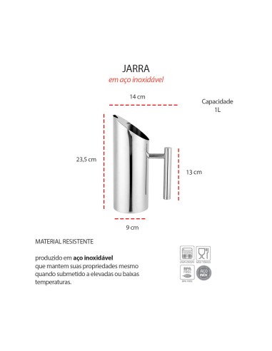 Jarra de Suco Agua Aço Inox Bar Festa Buffet...