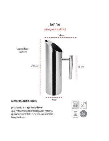 Jarra de Suco Agua Aço Inox Bar Festa Buffet...