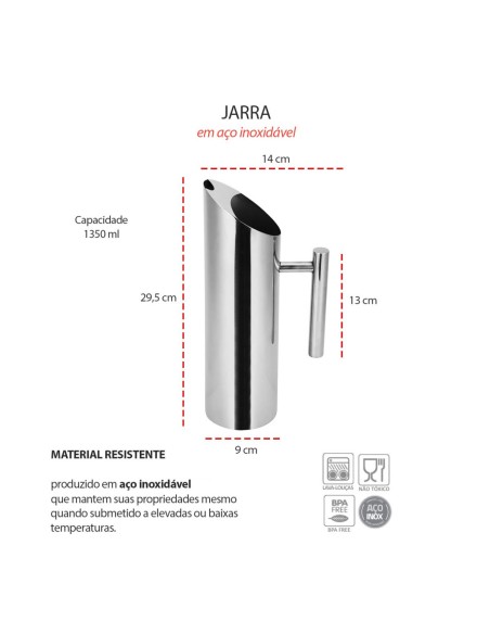 Jarra de Suco Agua Aço Inox Bar Festa Buffet Restaurante