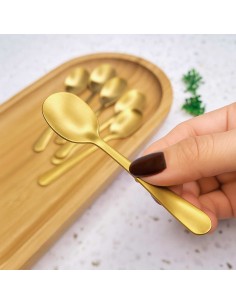 Colher de Cafe Dourado Fosco Pequena Talheres Aço Inox 2