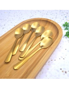 Colher de Cafe Dourado Fosco Jogo Colheres Inox Pequena 6un 2
