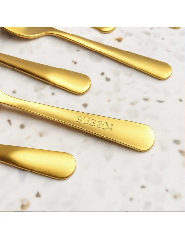 Colher de Cafe Dourado Fosco Jogo Colheres Inox...