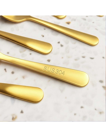 Colher de Cafe Dourado Fosco Jogo Colheres Inox Pequena 6un