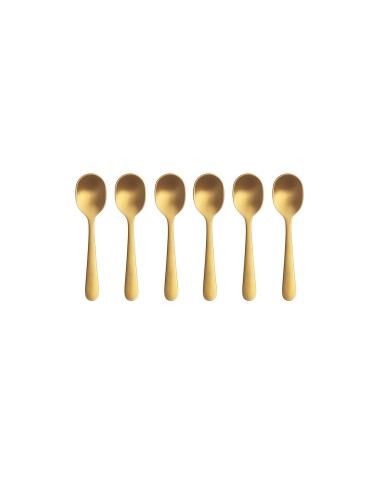 Colher de Cafe Dourado Fosco Jogo Colheres Inox Pequena 6un