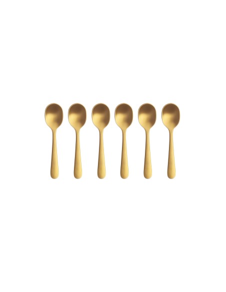 Colher de Cafe Dourado Fosco Jogo Colheres Inox Pequena 6un