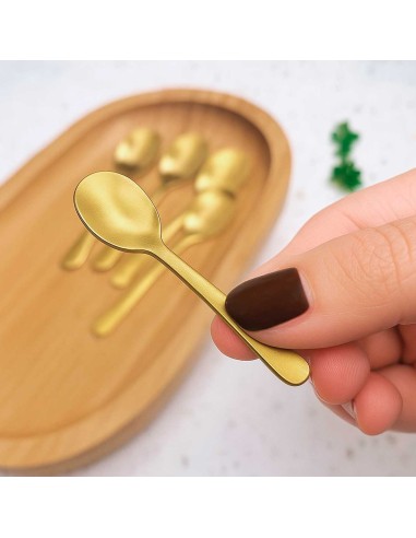 Colher de Cafe Dourado Fosco Jogo Colheres Inox...