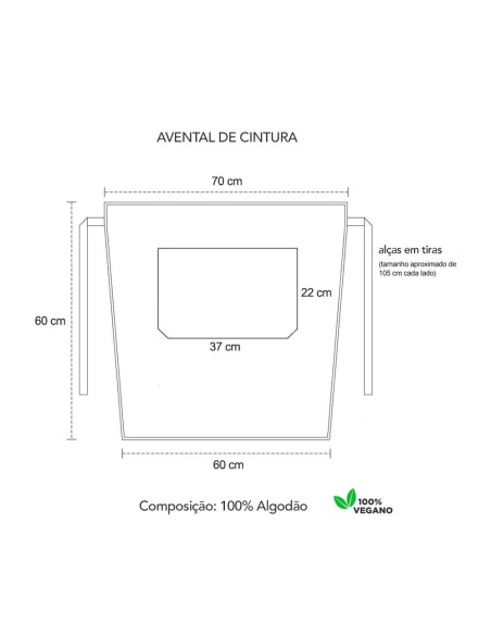 Avental de Cintura Jeans Barista Chef Garçom Bartender