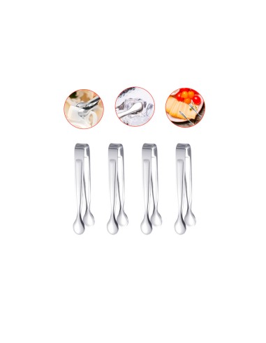 Pegador Frios Gelo Açucar Mini Pinça Inox Bar Buffet 4un