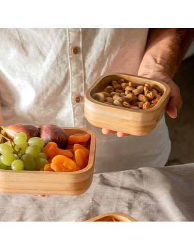 Tigela Bowl Mini Quadrado Bambu Bar Mesa Servir...