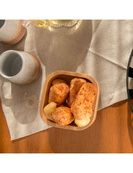 Tigela Bowl Mini Quadrado Bambu Bar Mesa Servir Petisco 12cm
